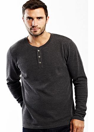 Bhs Dark Grey Long Sleeve Waffle, Grey BR54E02BBLK