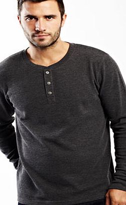 Bhs Dark Grey Long Sleeve Waffle Texture Top, Grey