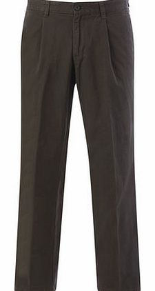 Bhs Dark Olive Pleat Front Chinos, Green BR58B02FGRN