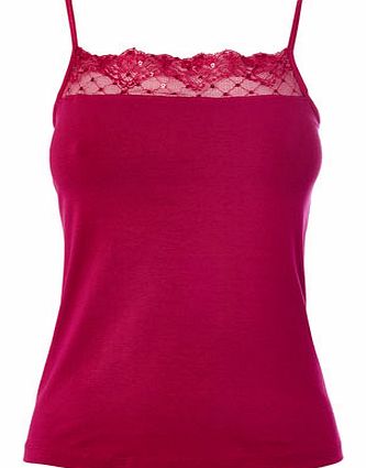 Bhs Dark Pink Sequin Lace Camisole, dark pink