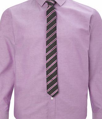 Bhs Dark Pink Texture Slim Collar Shirt, Purple