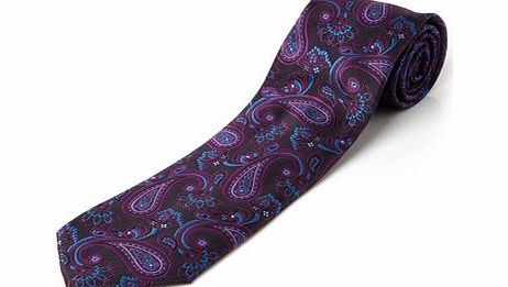 Bhs Dark Purple Paisley Tie, Purple BR66D24EPUR