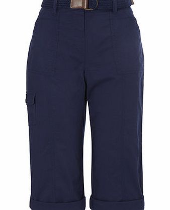 Bhs Deep Navy Belted Cotton Crop, dark navy 2207690954