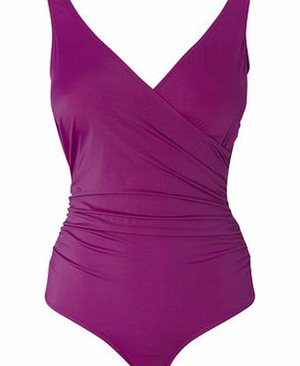 Bhs Deep Purple Wrap Front Tummy Control Swimsuit,