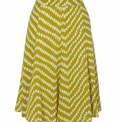Deep Yellow Linen Chevron Spot Pull On Skirt,