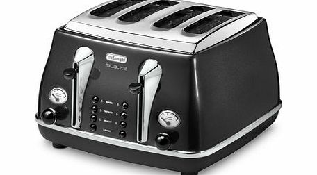 Bhs Delonghi Pearlscent Black 4 Slice Toaster, black