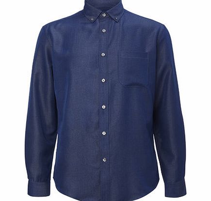 Bhs Denim Look Long Sleeve Shirt, Blue BR51P05FNVY