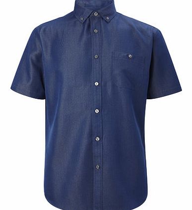 Bhs Denim Look Short Sleeve Shirt, Blue BR51P03FBLU