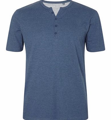 Bhs Denim Marl Y Neck T-Shirt, Blue BR62T03DBLU