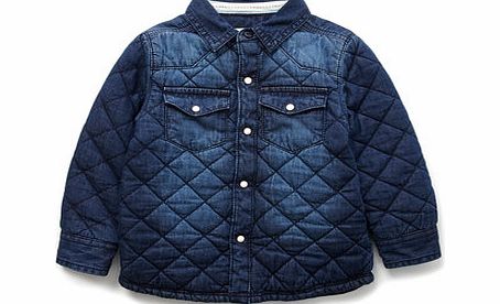 Bhs Denim Quilted Shirt Jacket, mid stonewash