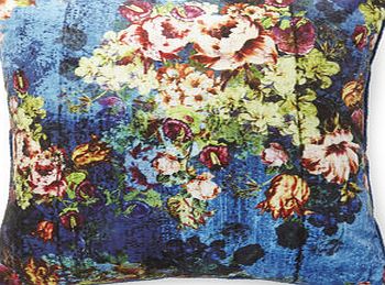 Distressed Floral Cushion, teal 1866453201