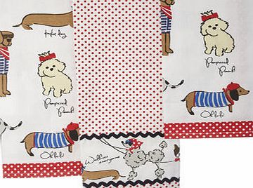 Bhs Dog Set of 3 Tea Towels, multi 9578049530