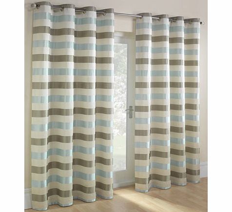 Duck egg Striped Jacquard eyelet Curtain, duck