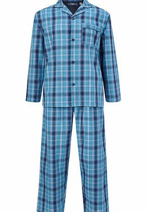Bhs Easy Care Check Pyjamas, Blue BR62J01FDMB