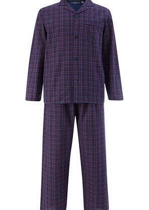 Bhs Easy Care Check Pyjamas, Blue BR62J04FBLU
