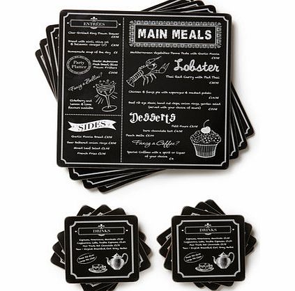 Essentials chalk board menu set of 8 coaster and