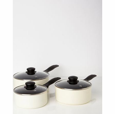 Bhs Essentials cream 3 piece pan set, cream 9551820005