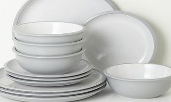 Bhs Essentials Grey 12 Piece Dinnerware Set, grey