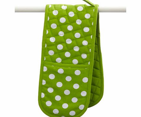 Essentials lime polka dot double oven glove,