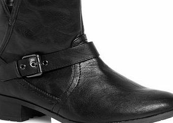 Bhs Evans Black Buckle Strap Ankle Extra Wide Biker