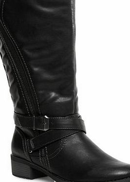 Bhs Evans Black Curve Elastic Long Extra Wide Boots,