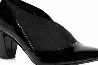 Bhs Evans Black Patent Elastic Extra Wide Shoe