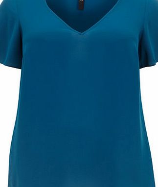 Bhs Evans Blue Crepe Swing Top, green 12610389533
