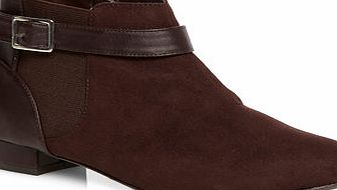 Bhs Evans Brown Fabric Mix Low Heel Ankle Extra Wide