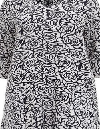 Bhs Evans Navy Rose Textured Tunic, navy 12611650249