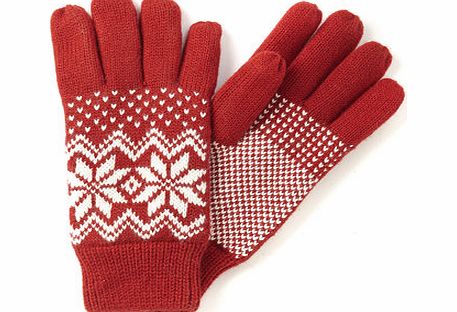 Bhs Fairisle Gloves, Red BR63G25FRED