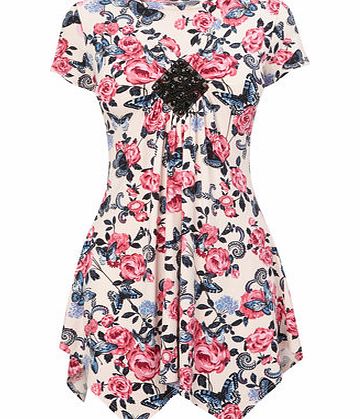 Bhs Floral And Butterfly Witchy Hem Tunic, multi