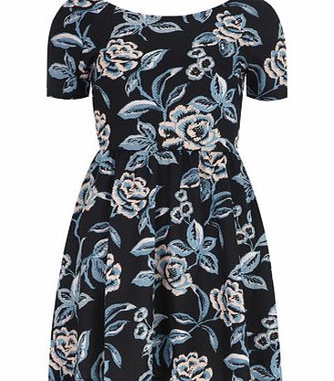 Bhs Floral Print Textured Dress, black 19127748513