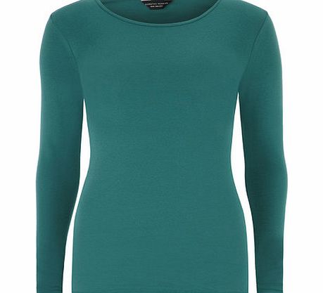 Bhs Forest Green Long Sleeved Crew Jersey Top, green