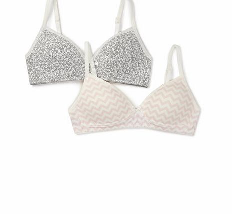 Bhs Girls 2 Pack Chevron Moulded Bras, pale pink