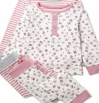 Bhs Girls 2 Pack Ditsy Floral Pyjamas, pink/white