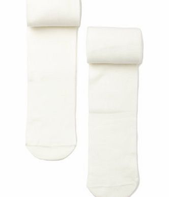 Bhs Girls 2 Pack Ivory Cotton Soft Tights, ivory