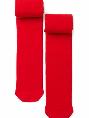 Bhs Girls 2 Pack Red Cotton Soft Tights, red