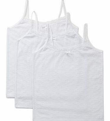 Girls 3 Pack Girls Pointelle Vests, white