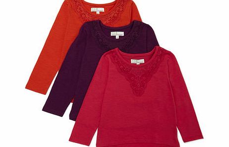 Bhs Girls 3 Pack Long Sleeved Tops, multi 9266929530