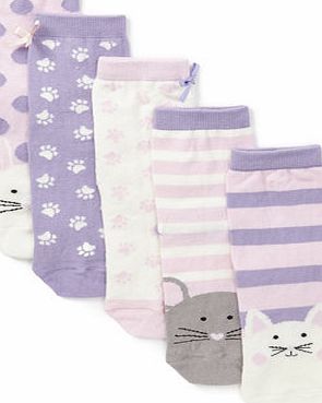 Bhs Girls 5 Pack Animal Toe Socks, pink 1401610528