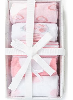 Bhs Girls 5 Pack Pink Socks In A Box, pink/white