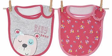 Bhs Girls Baby Girls 2 Pack Bear Bibs, pink 1557520528