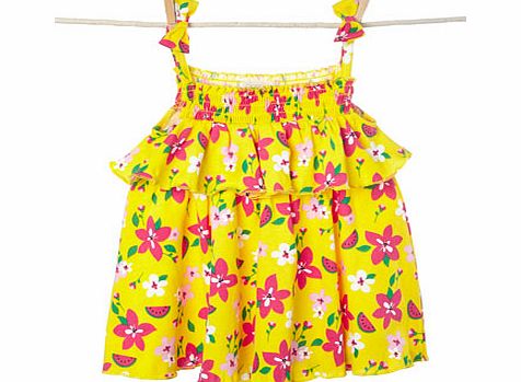 Girls Baby Girls Bold Floral Print Dress, yellow