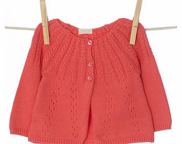 Girls Baby Girls Coral Knitted Cardigan, coral