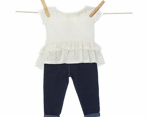 Bhs Girls Baby Girls Lace Peplum Top and Jeggings