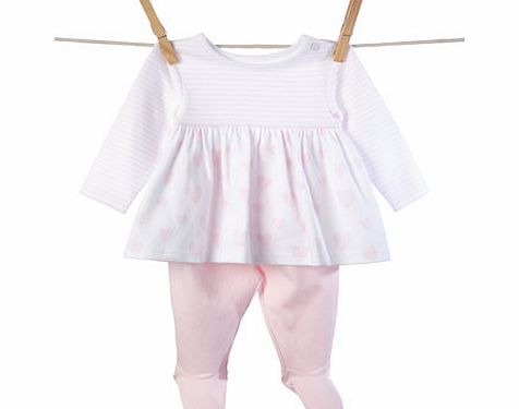 Girls Baby Girls Pink Heart Tunic Top  Leggings