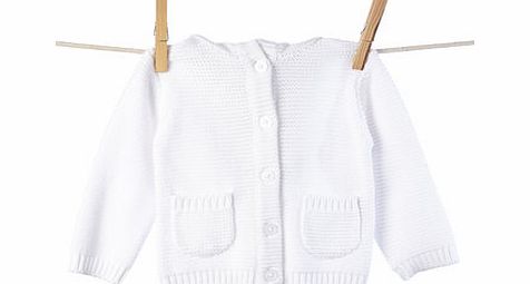 Bhs Girls Baby Knitted Hooded Cardigan, white