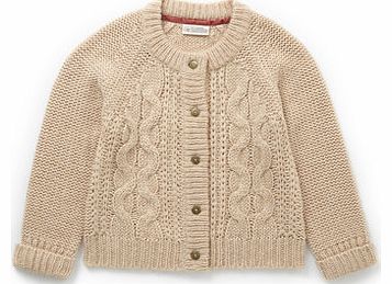 Girls Biscuit Cable Knit Cardigan, biscuit