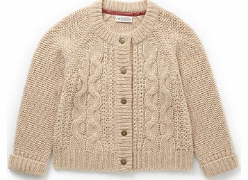Girls Biscuit Cable Knit Cardigan, biscuit