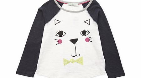 Bhs Girls Biscuit Cat Graphic Long Sleeved Top,
